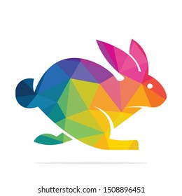 Rabbit Vector Logo Design. Creative Running Rabbit Or Bunny Logo Vector Concept Element.