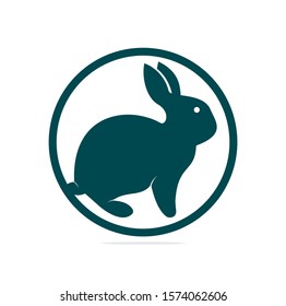Rabbit vector logo design. Creative running rabbit or bunny logo vector concept element.	
