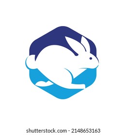 Rabbit vector logo design. Creative running rabbit or bunny logo vector concept element.