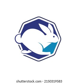 Rabbit vector logo design. Creative running rabbit or bunny logo vector concept element.