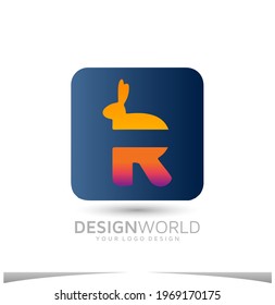 Rabbit vector logo design template.