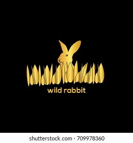 Rabbit vector logo golden design template