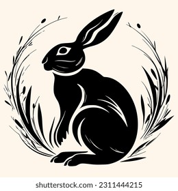 Rabbit vector for logo or icon,clip art, drawing Elegant minimalist style,abstract style Illustration