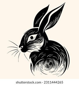 Rabbit vector for logo or icon,clip art, drawing Elegant minimalist style,abstract style Illustration