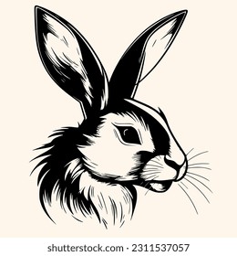 Rabbit vector for logo or icon,clip art, drawing Elegant minimalist style,abstract style Illustration