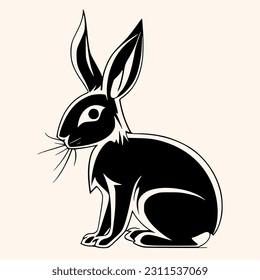 Rabbit vector for logo or icon,clip art, drawing Elegant minimalist style,abstract style Illustration