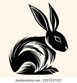 Rabbit vector for logo or icon,clip art, drawing Elegant minimalist style,abstract style Illustration