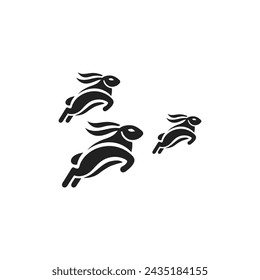 rabbit vector logo,
rabbit silhouette vector illustration on white background.