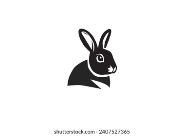 rabbit vector logo simple black and white background