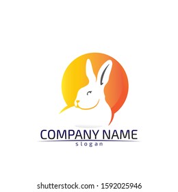 Rabbit vector Logo template and animal icon design 
