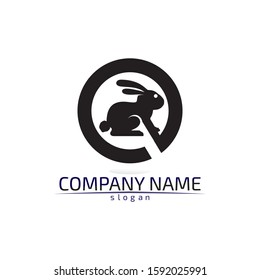 Rabbit vector Logo template and animal icon design 