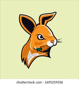 RABBIT VECTOR WITH ORANGE COLOUR EATING CARROT