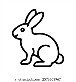 Rabbit Vector Outline Icon on White Background