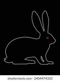 rabbit Vector  Rhinestone t-shirt design