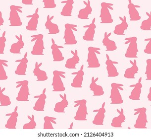 Rabbit vector seamless pink pattern. Happy easter. Bunny print. Glamour background