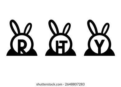 
Rabbit vector set with letters R, HT, Y logo design