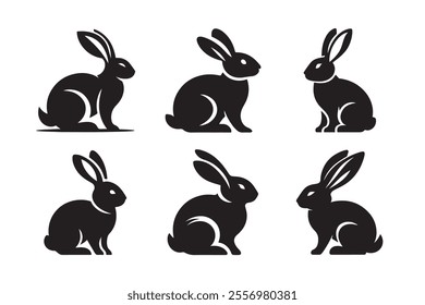 Rabbit vector silhouette art illustration bundle