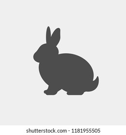 Rabbit vector silhouette. Farm animal silhouette