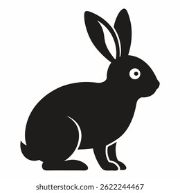 rabbit vector silhouette icon on white background