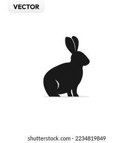 Rabbit vector sit down bunnies black vector editable set black silhouettes hares in different poses Rabbit Isolated On White Background sitting graphic pet character art logo flat bunny silhouette