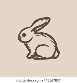 Ícone de esboço do vetor de coelho isolado no plano de fundo. Ícone de Coelho desenhado à mão. Ícone de esboço de coelho para infográfico, site ou aplicativo.