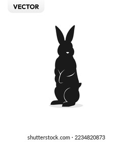 Rabbit vector stand standing bunnies black vector editable set black silhouettes hares in different poses Rabbit Isolated On White Background icon logo pet animal bunny graphic zodiac flat symbol