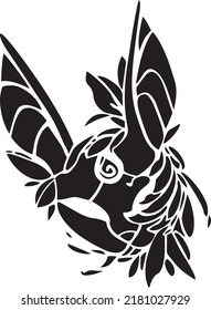 Rabbit Vector Stencil, Black and White