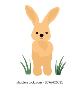 Rabbit vector stock illustration. Plush toy bunny. Easter card. The symbol of 2022. Isolated on a white background.