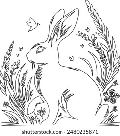 rabbit vector style Line art