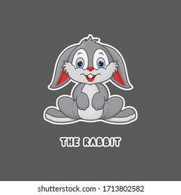 Rabbit Vector. Zoo Cartoon Character. Cute Animal Mascot Outline Style