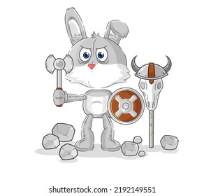 the rabbit viking with an ax illustration. character vector