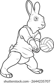 Rabbit Volleyball player Volleyball Animal Vector Graphic Art Illustration