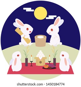 Rabbit is watching the moon 