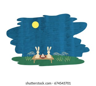 rabbit watching the moonlit night