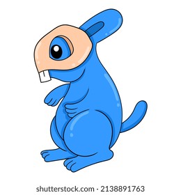 rabbit wearing ancient bone mask, vector illustration art. doodle icon image kawaii.