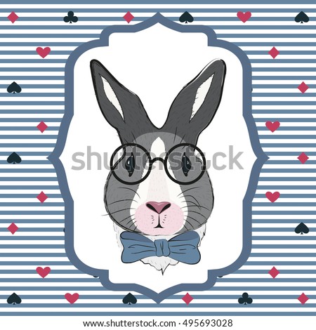 Download Rabbit Wearing Glasses Pattern Fairy Rabbit Stock Vector ...