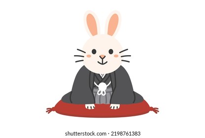  Rabbit wearing kimono bow deeply in 2023