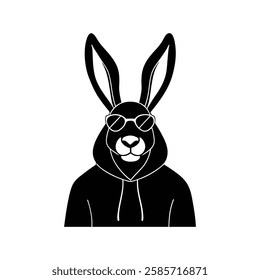Rabbit wearing sunglass vector illustration