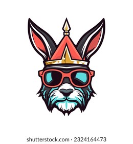 rabbit wearing sunglasses vector clip art illustration