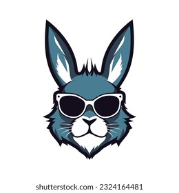 rabbit wearing sunglasses vector clip art illustration