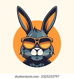 rabbit wearing sunglasses vector clip art illustration