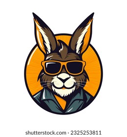 rabbit wearing sunglasses vector clip art illustration