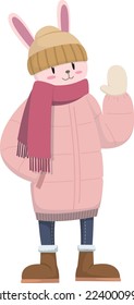 Rabbit wearing winter clothes. The rabbit is the symbol animal for 2023.