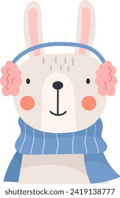 Rabbit Wearing Winter Clothes Vector Illustration