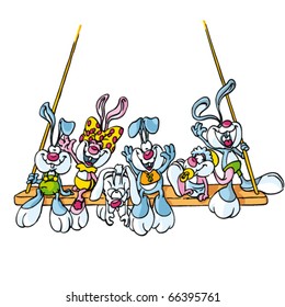 Rabbit wedding. Rabbit cartoon vector illustration. Hand drawn colored art character easy editable for book.