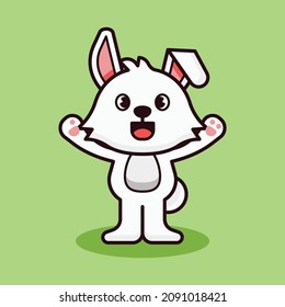 Rabbit Welcome Pose Mascot Illustration