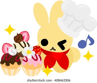 The rabbit which does the figure of the Pastry chef
