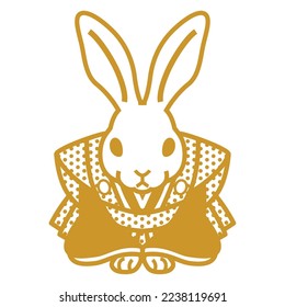 Rabbit which wear a hakama bow down - single color
