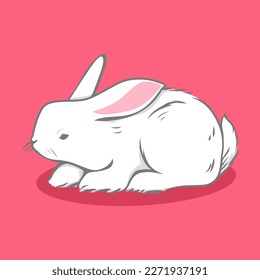 Rabbit White Cute Animal Vector Illustration