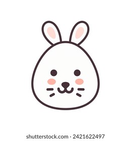 Rabbit white cute kawaii style animal vector illustration
